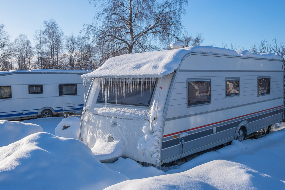caravan trailer winter snow for Winterize Travel Trailer
